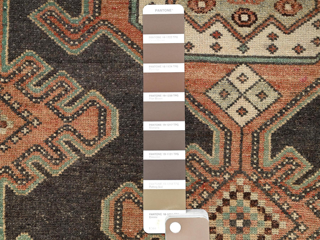 2'10" x 9'0" Vintage Hand Knotted Brown Wool Runner Oriental Rug - MOA1021716