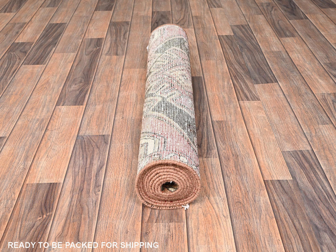 2'10" x 9'0" Vintage Hand Knotted Brown Wool Runner Oriental Rug - MOA1021716