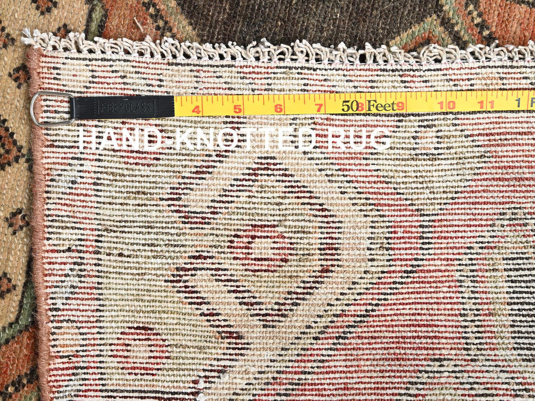 2'10" x 9'0" Vintage Hand Knotted Brown Wool Runner Oriental Rug - MOA1021716
