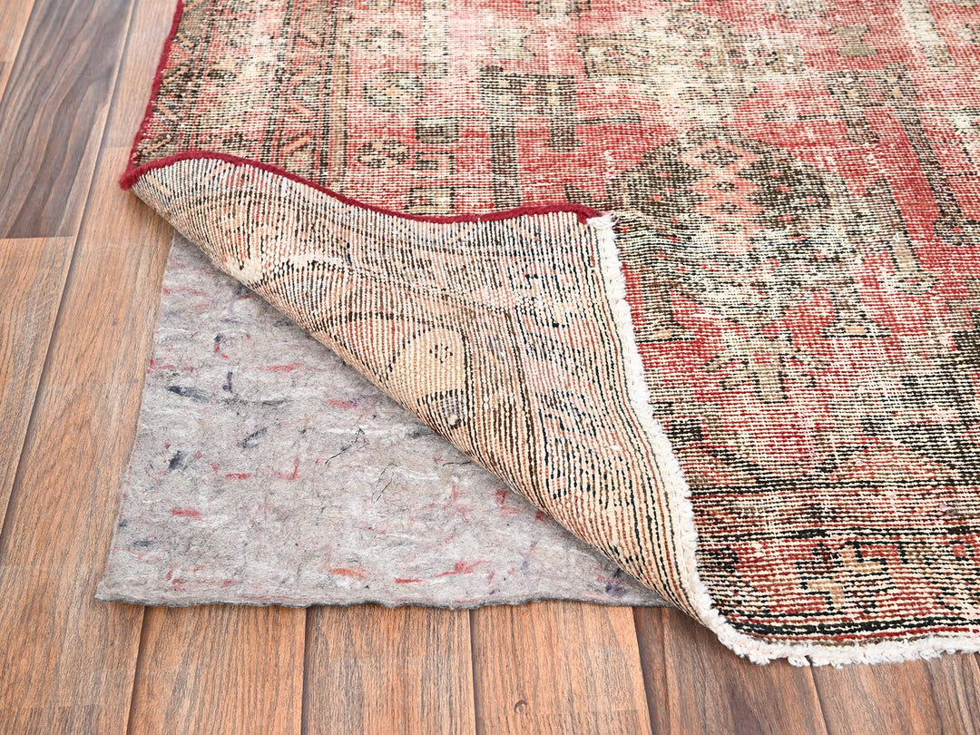 3'2" x 6'5" Vintage Hand Knotted Red Wool Runner Oriental Rug - MOA1021718