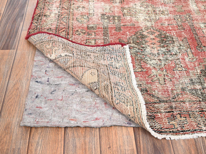 3'2" x 6'5" Vintage Hand Knotted Red Wool Runner Oriental Rug - MOA1021718
