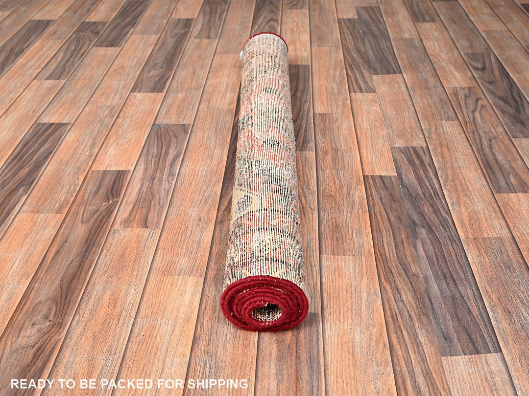 3'2" x 6'5" Vintage Hand Knotted Red Wool Runner Oriental Rug - MOA1021718