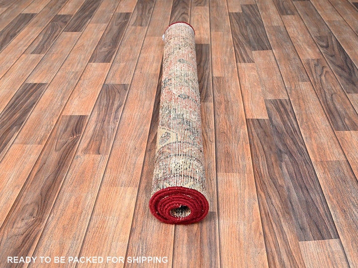 3'2" x 6'5" Vintage Hand Knotted Red Wool Runner Oriental Rug - MOA1021718
