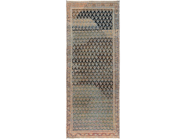 3'0" x 8'6" Vintage Hand Knotted Green Wool Runner Oriental Rug - MOA1021720