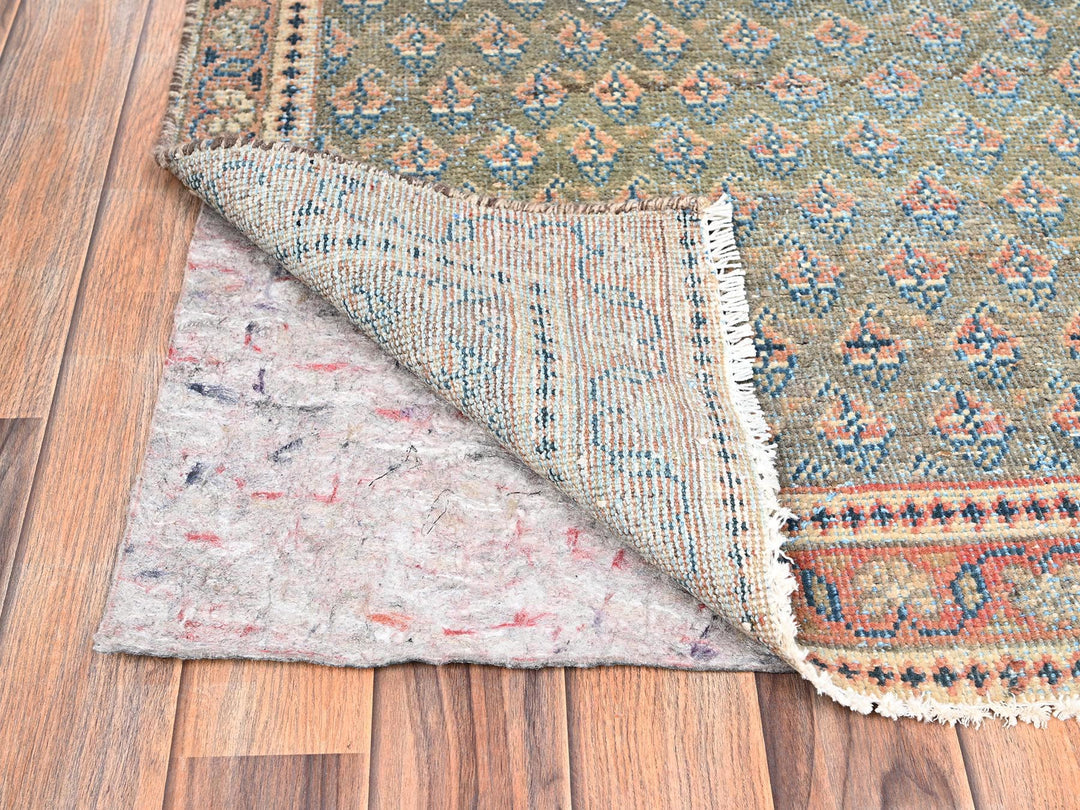 3'0" x 8'6" Vintage Hand Knotted Green Wool Runner Oriental Rug - MOA1021720