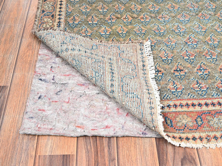 3'0" x 8'6" Vintage Hand Knotted Green Wool Runner Oriental Rug - MOA1021720