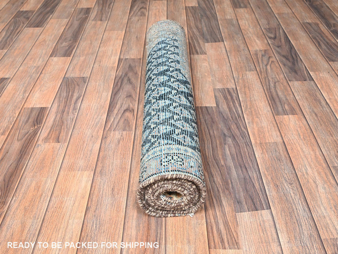 3'0" x 8'6" Vintage Hand Knotted Green Wool Runner Oriental Rug - MOA1021720