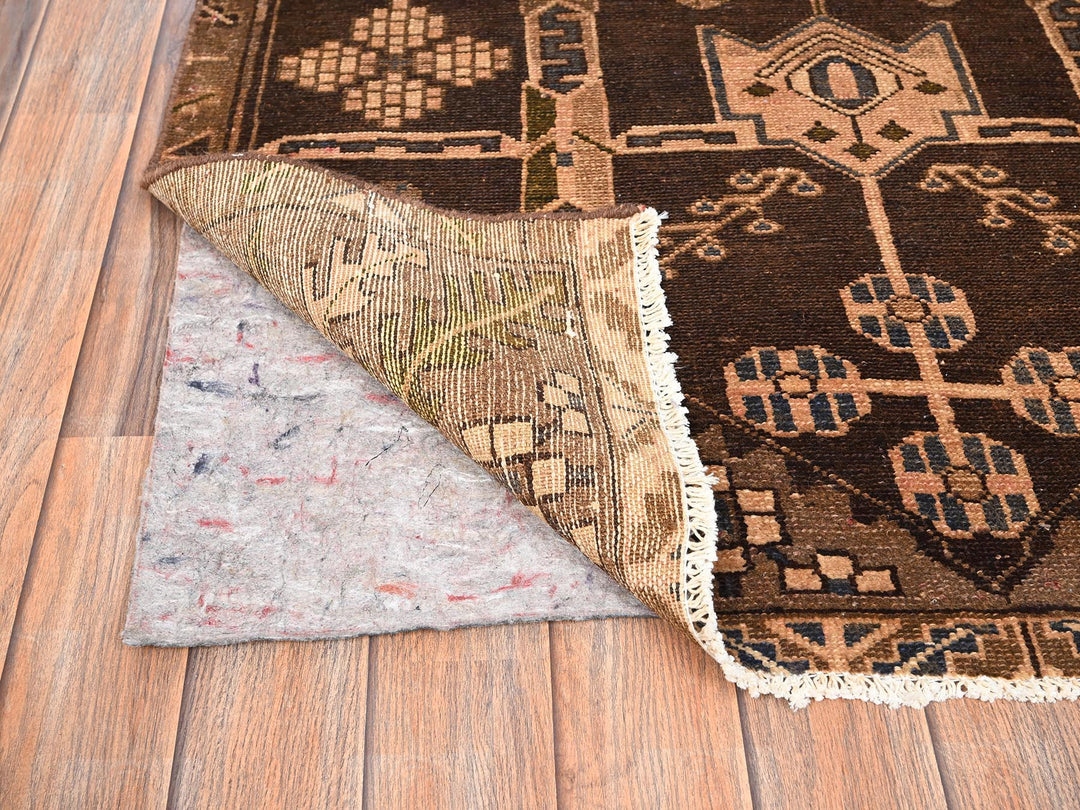 3'5" x 9'3" Vintage Hand Knotted Brown Wool Runner Oriental Rug - MOA1021724