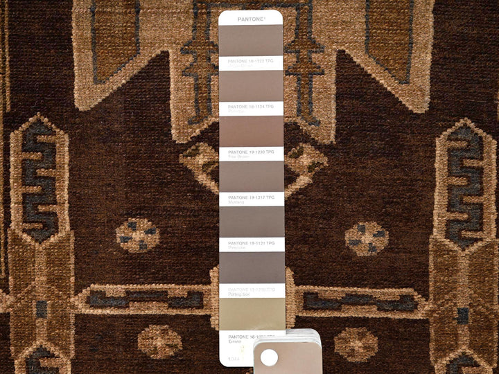 3'5" x 9'3" Vintage Hand Knotted Brown Wool Runner Oriental Rug - MOA1021724