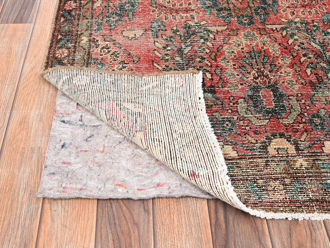 3'3" x 13'0" Vintage Hand Knotted Red Wool Runner Oriental Rug - MOA1021725