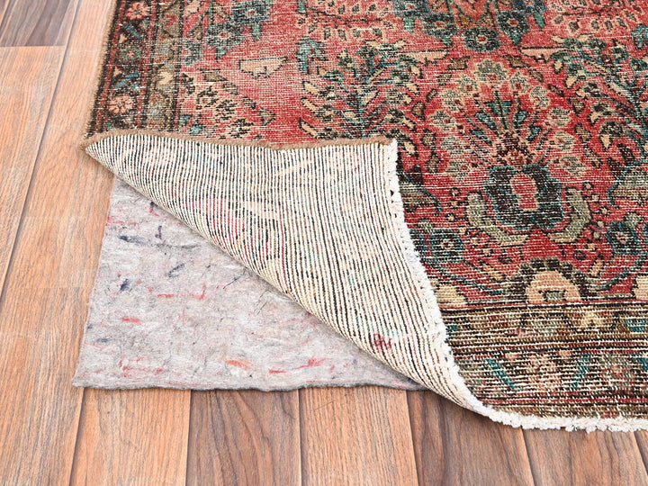 3'3" x 13'0" Vintage Hand Knotted Red Wool Runner Oriental Rug - MOA1021725
