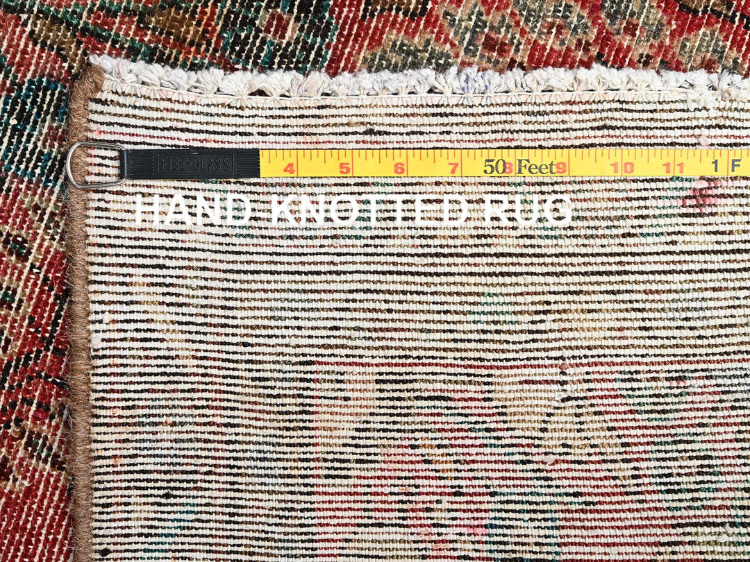 3'3" x 13'0" Vintage Hand Knotted Red Wool Runner Oriental Rug - MOA1021725