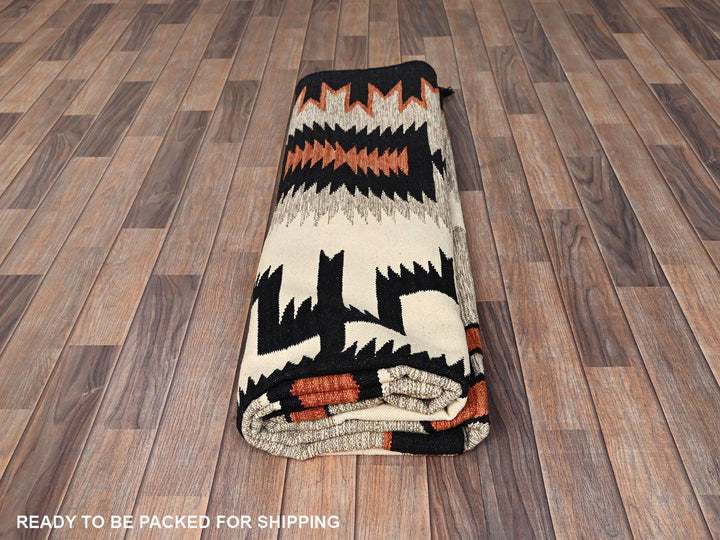 8'0" x 9'8" New Hand Woven Ivory Wool Rectangle Oriental Rug - MOA1021728