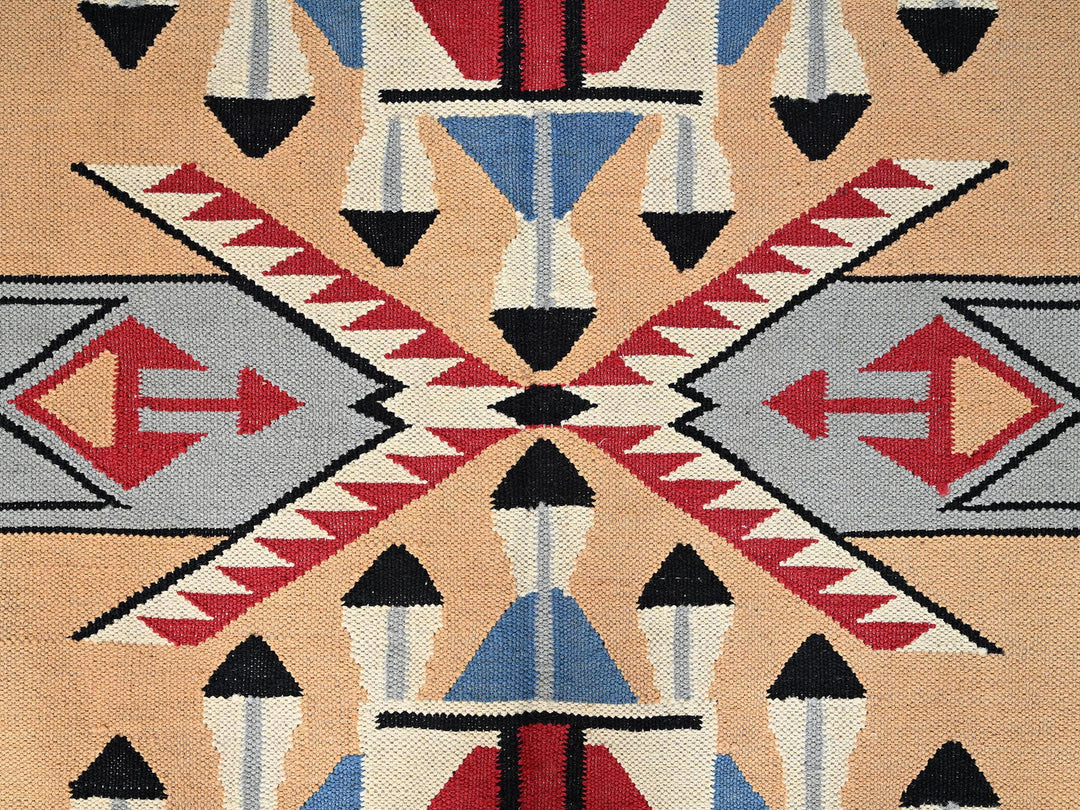 8'1" x 10'3" New Hand Woven Orange Wool Rectangle Oriental Rug - MOA1021729