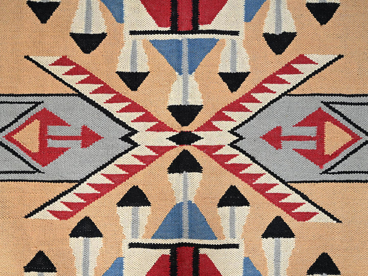 8'1" x 10'3" New Hand Woven Orange Wool Rectangle Oriental Rug - MOA1021729