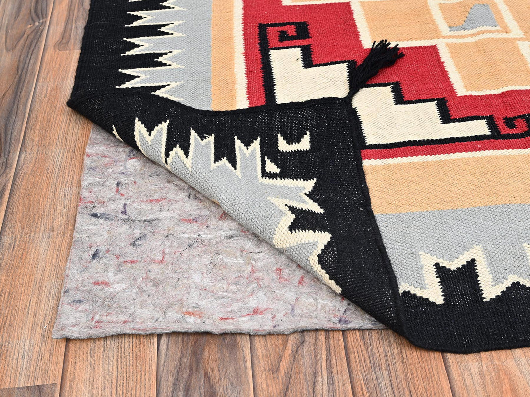 8'1" x 10'3" New Hand Woven Orange Wool Rectangle Oriental Rug - MOA1021729