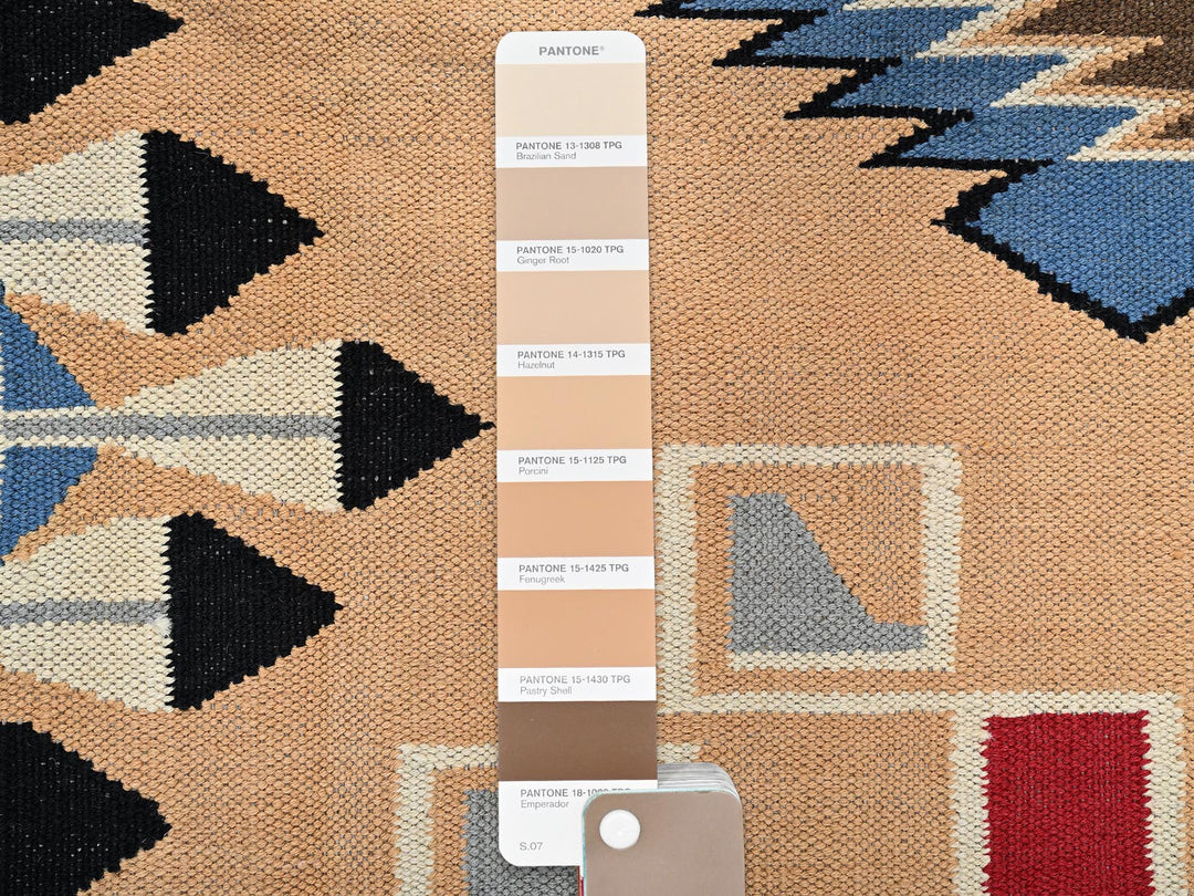 8'1" x 10'3" New Hand Woven Orange Wool Rectangle Oriental Rug - MOA1021729