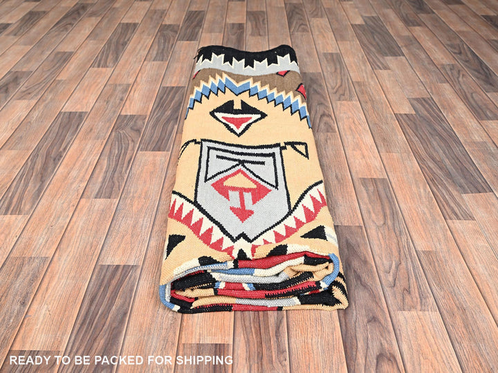 8'1" x 10'3" New Hand Woven Orange Wool Rectangle Oriental Rug - MOA1021729