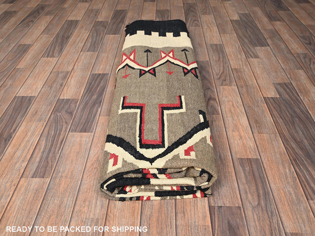 8'0" x 9'10" New Hand Woven Grey Wool Rectangle Oriental Rug - MOA1021730