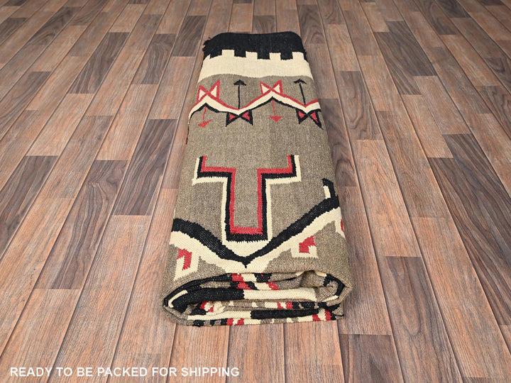 8'0" x 9'10" New Hand Woven Grey Wool Rectangle Oriental Rug - MOA1021730