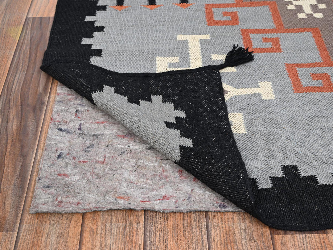 5'3" x 6'11" New Hand Woven Grey Wool Rectangle Oriental Rug - MOA1021737