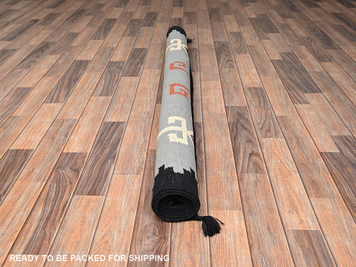 5'3" x 6'11" New Hand Woven Grey Wool Rectangle Oriental Rug - MOA1021737