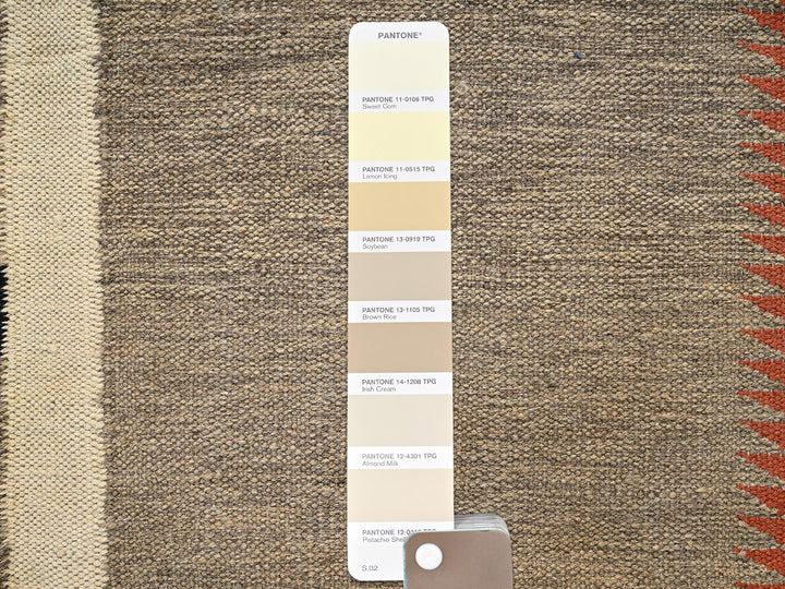 10'2" x 13'10" New Hand Woven Brown Wool Rectangle Oriental Rug - MOA1021740