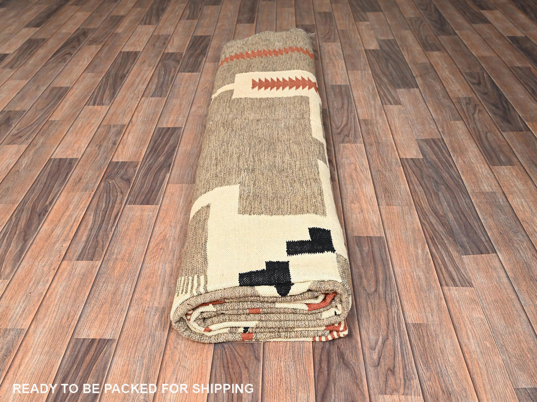 10'2" x 13'10" New Hand Woven Brown Wool Rectangle Oriental Rug - MOA1021740