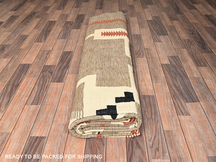 10'2" x 13'10" New Hand Woven Brown Wool Rectangle Oriental Rug - MOA1021740