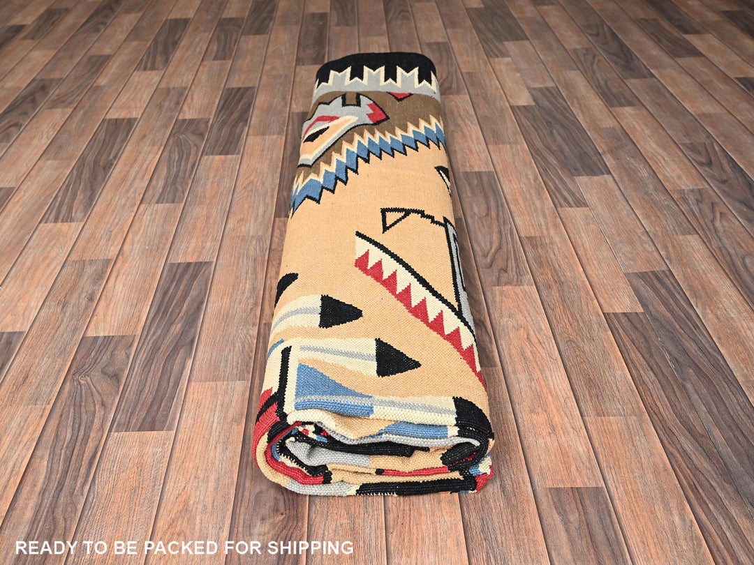 9'2" x 11'11" New Hand Woven Orange Wool Rectangle Oriental Rug - MOA1021741