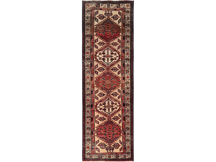 3'1" x 10'7" Vintage Hand Knotted Ivory Wool Runner Oriental Rug - MOA1021742