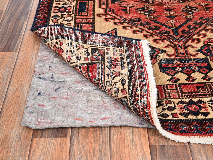 3'1" x 10'7" Vintage Hand Knotted Ivory Wool Runner Oriental Rug - MOA1021742