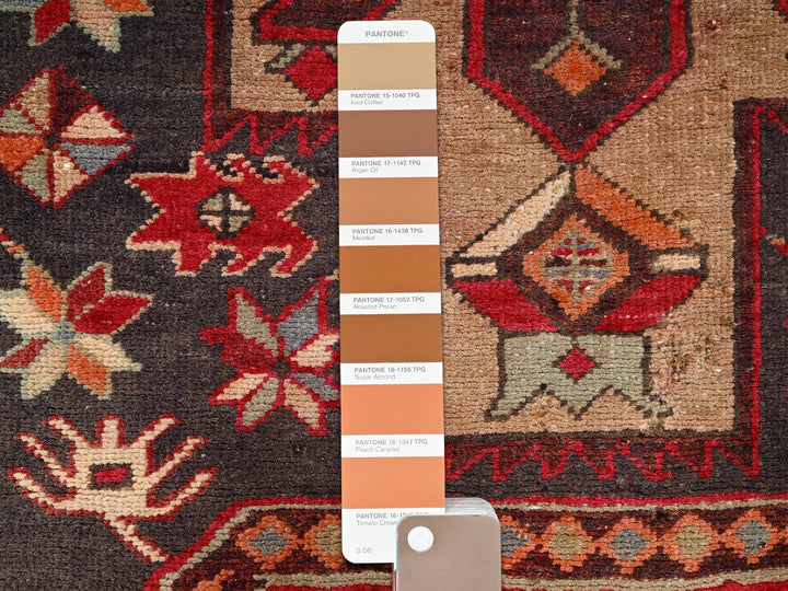 2'8" x 9'3" Vintage Hand Knotted Brown Wool Runner Oriental Rug - MOA1021743