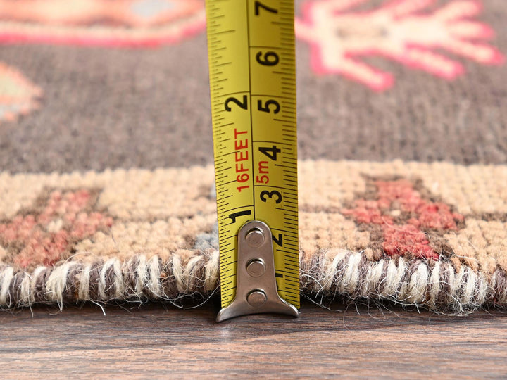 2'8" x 9'3" Vintage Hand Knotted Brown Wool Runner Oriental Rug - MOA1021743