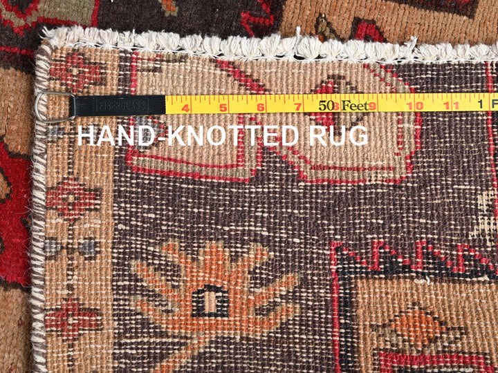 2'8" x 9'3" Vintage Hand Knotted Brown Wool Runner Oriental Rug - MOA1021743
