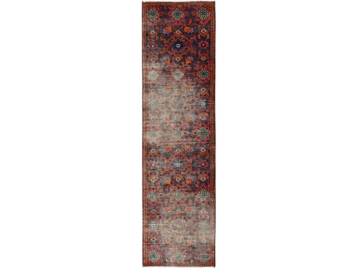 2'6" x 9'7" Vintage Hand Knotted Brown Wool Runner Oriental Rug - MOA1021744