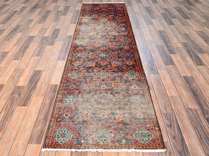 2'6" x 9'7" Vintage Hand Knotted Brown Wool Runner Oriental Rug - MOA1021744