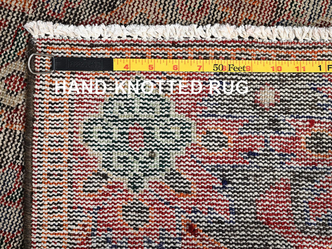 2'6" x 9'7" Vintage Hand Knotted Brown Wool Runner Oriental Rug - MOA1021744
