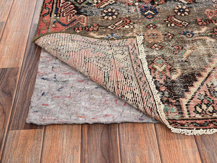 2'8" x 8'9" Vintage Hand Knotted Brown Wool Runner Oriental Rug - MOA1021746