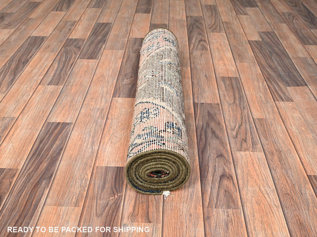 2'8" x 8'9" Vintage Hand Knotted Brown Wool Runner Oriental Rug - MOA1021746