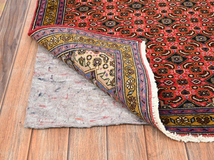 3'2" x 9'2" Vintage Hand Knotted Red Wool Runner Oriental Rug - MOA1021748