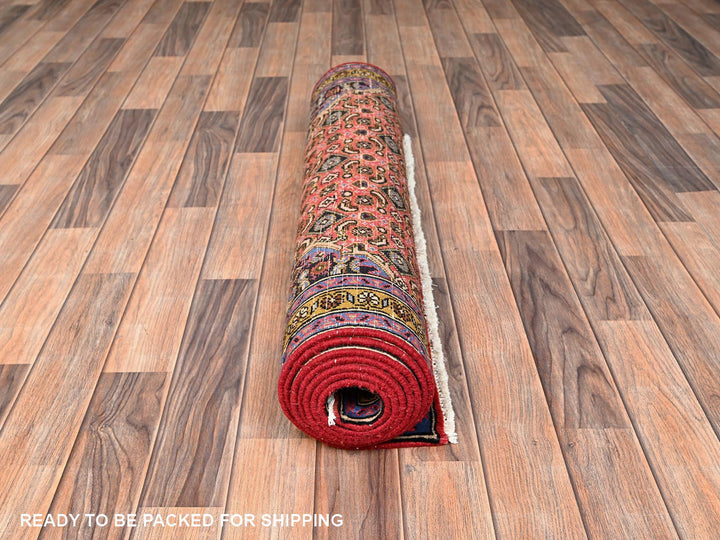 3'2" x 9'2" Vintage Hand Knotted Red Wool Runner Oriental Rug - MOA1021748