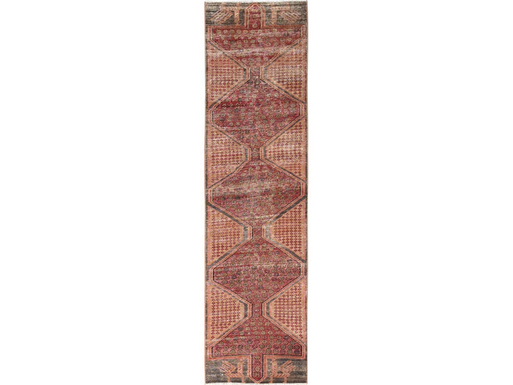 2'5" x 9'5" Vintage Hand Knotted Red Wool Runner Oriental Rug - MOA1021752