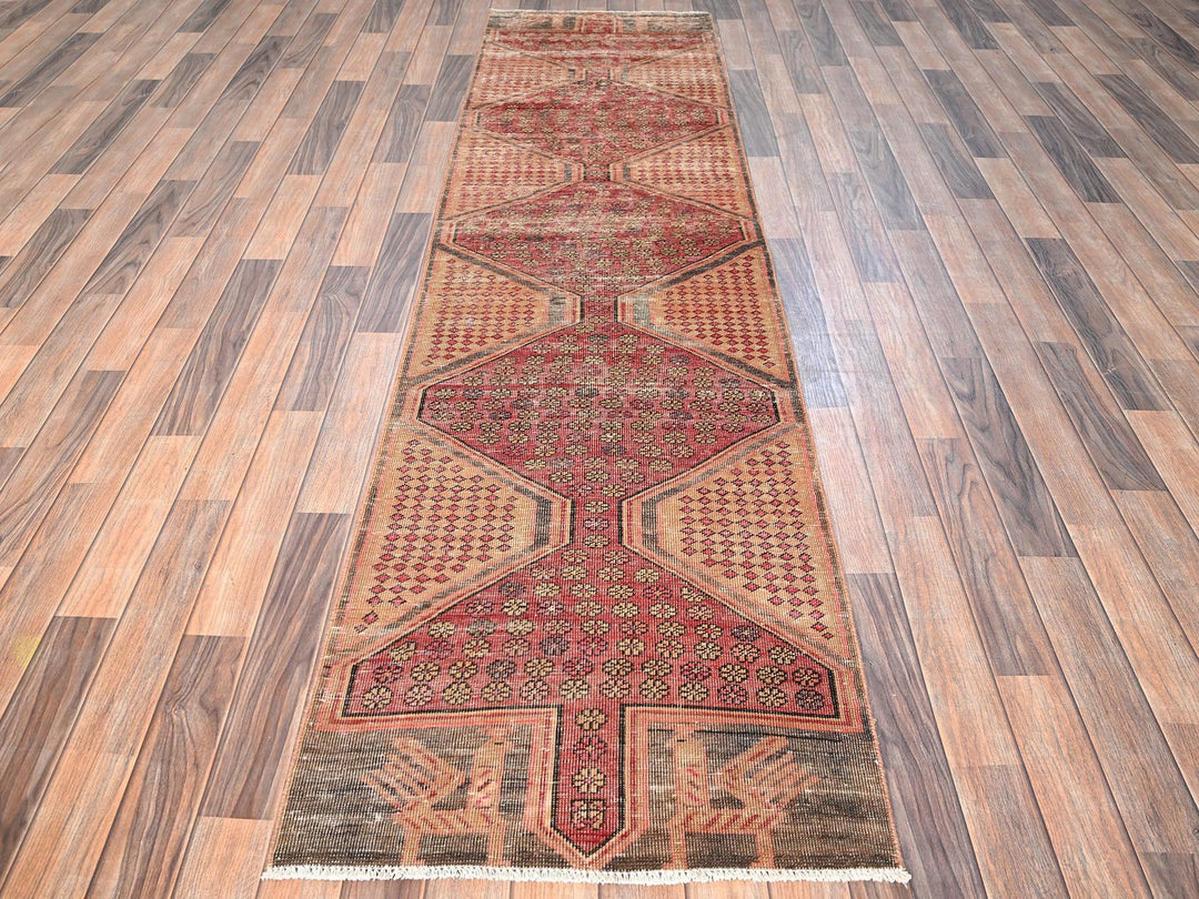2'5" x 9'5" Vintage Hand Knotted Red Wool Runner Oriental Rug - MOA1021752