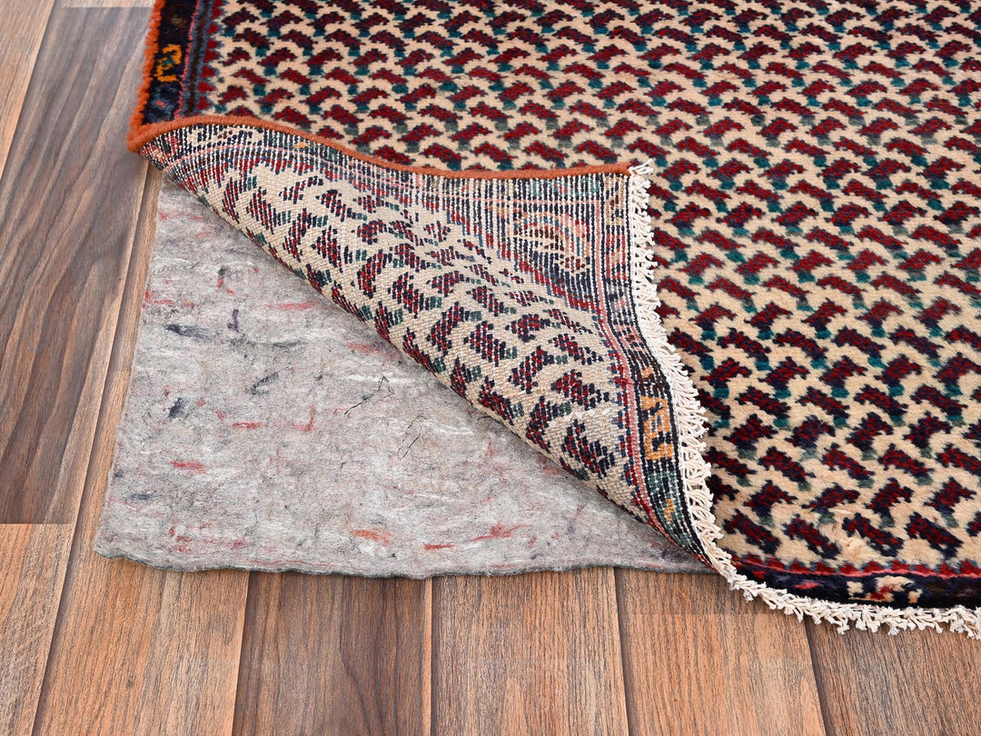 3'0" x 8'10" Vintage Hand Knotted Ivory Wool Runner Oriental Rug - MOA1021753