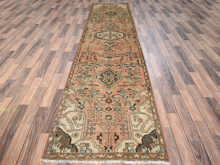2'10" x 12'3" Vintage Hand Knotted Pink Wool Runner Oriental Rug - MOA1021754