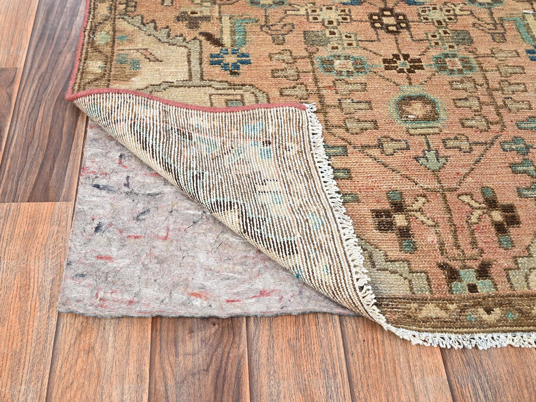 2'10" x 12'3" Vintage Hand Knotted Pink Wool Runner Oriental Rug - MOA1021754