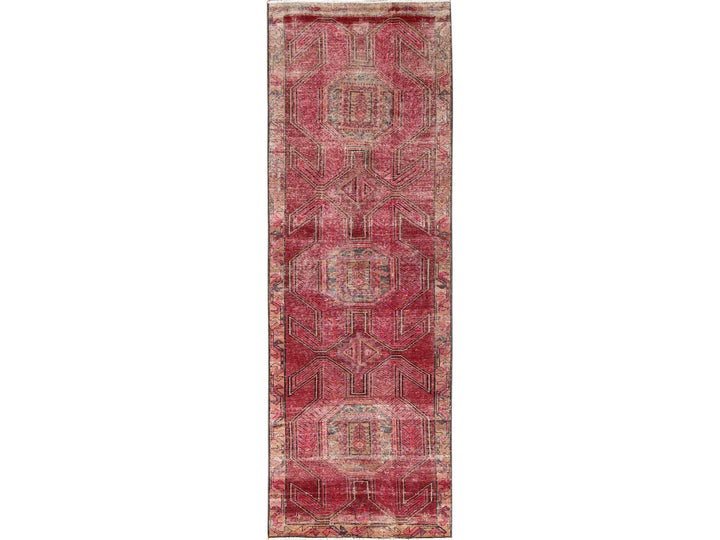 2'11" x 8'10" Vintage Hand Knotted Red Wool Runner Oriental Rug - MOA1021755
