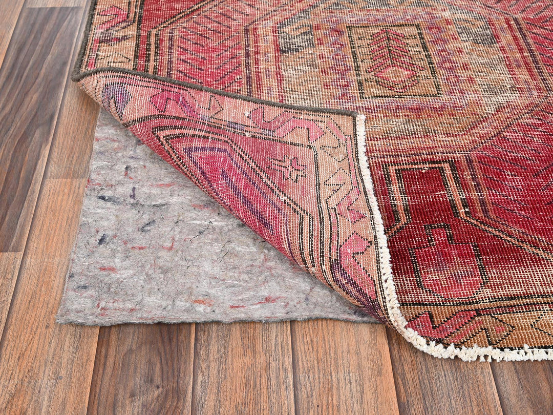 2'11" x 8'10" Vintage Hand Knotted Red Wool Runner Oriental Rug - MOA1021755