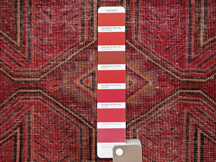 2'11" x 8'10" Vintage Hand Knotted Red Wool Runner Oriental Rug - MOA1021755